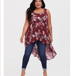 Torrid Challis Hi Low Babydoll Top Empire Waist